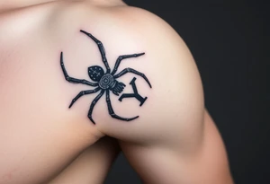Spider crawling down sideways with the letter Y on the body of the spider tattoo idea