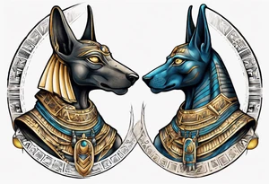anubis and horus full arms tattoo idea