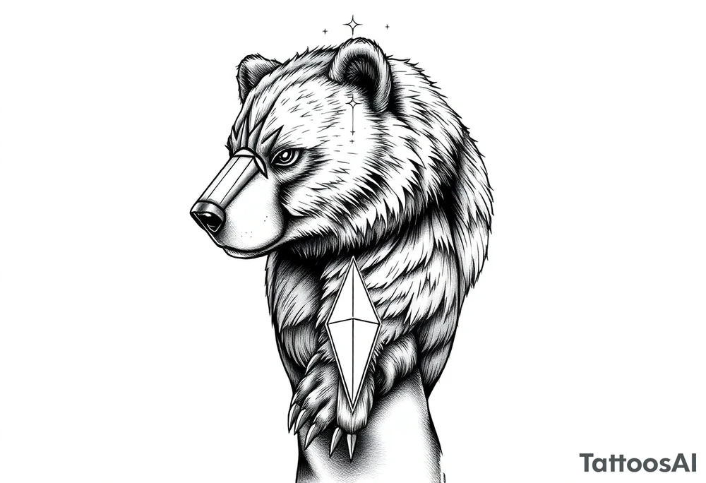 Bear, arcane mage, interstellar , thin lines tattoo idea