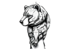 Bear, arcane mage, interstellar , thin lines tattoo idea