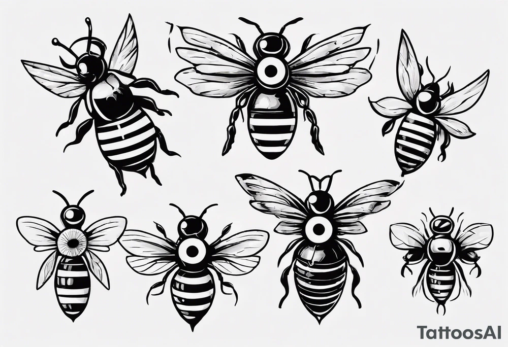 comic biene im flug mit freundlichem gesicht tattoo idea