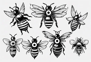 comic biene im flug mit freundlichem gesicht tattoo idea