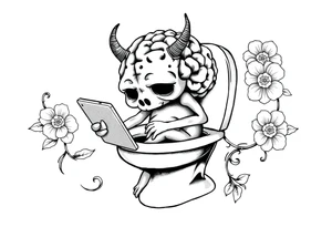 big fat brain rot kid with a ipad on the toilet shitting with skibidi toilet tattoo idea