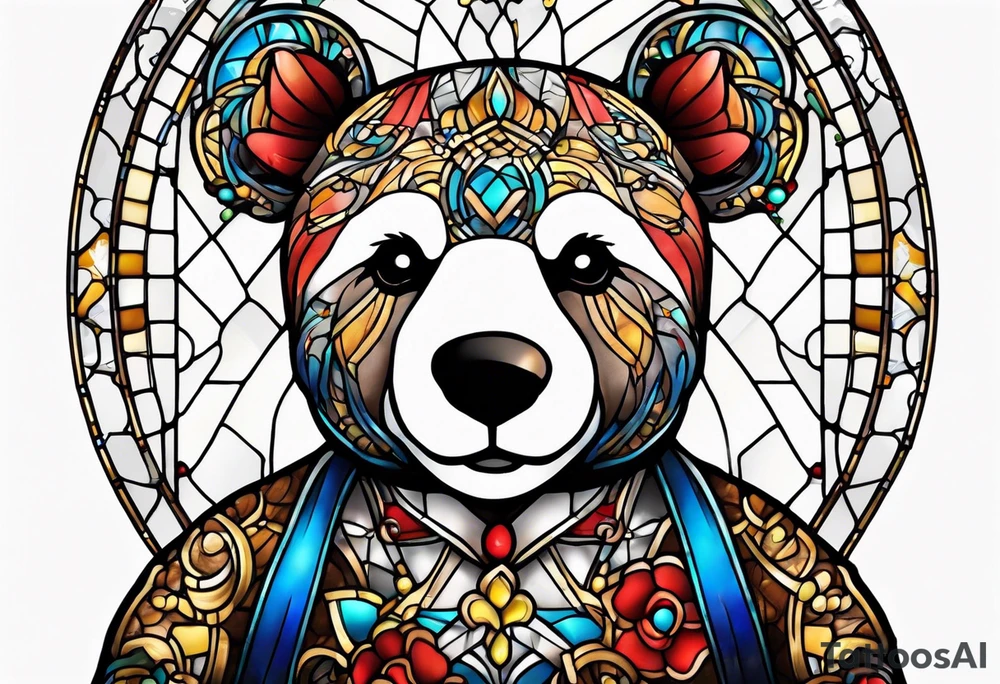 Teddy bear stained glass tattoo idea