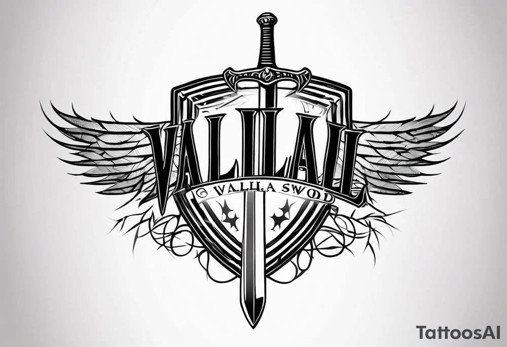 Valhalla
sword shield barbed  wire tattoo idea