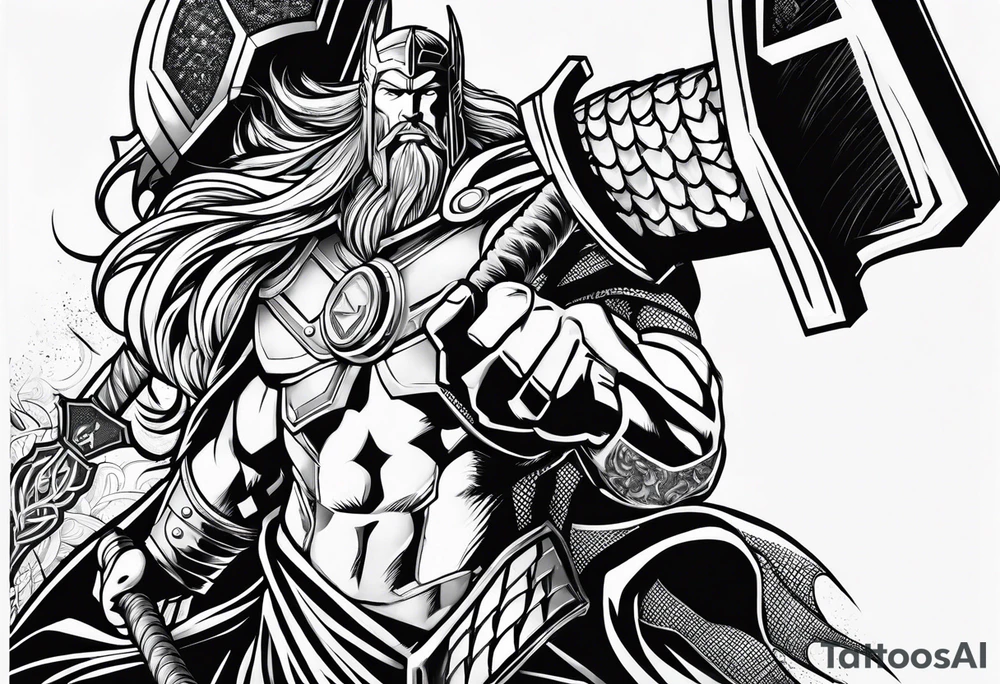 Thor mit Hammer in der Hand tattoo idea