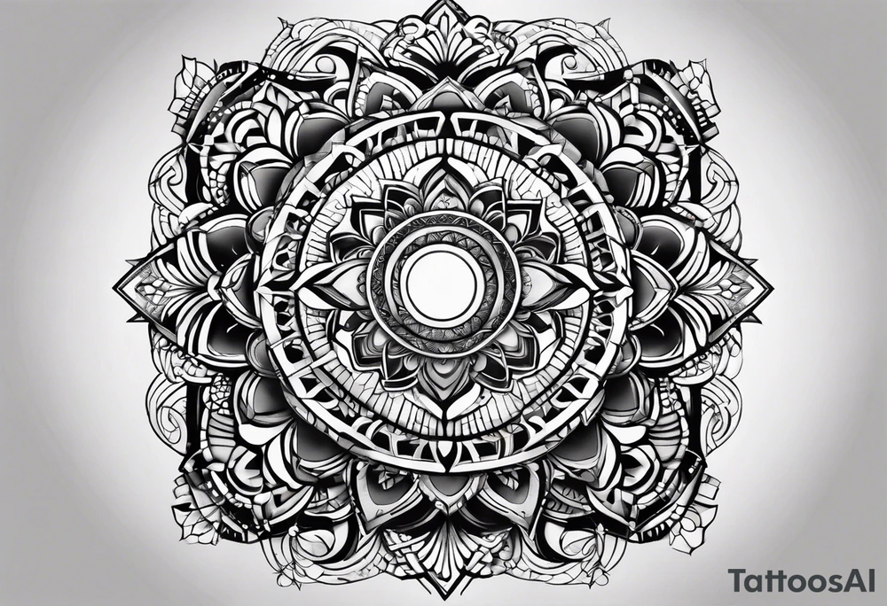 A full sleeve for the forearm with a geometric design with squares and circles tattoo idea