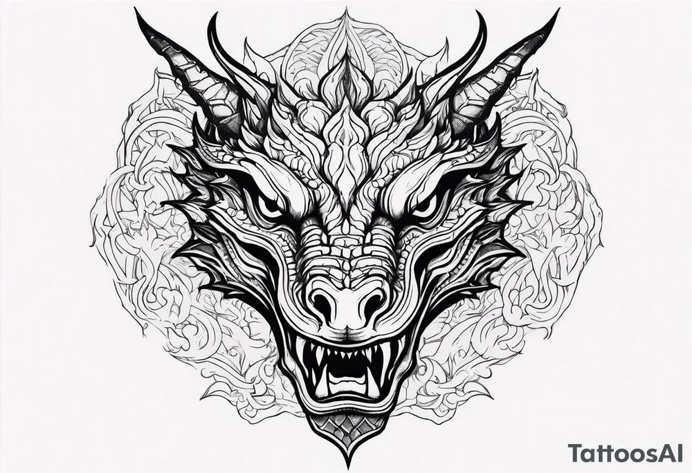 Dragon head facing front tattoo idea