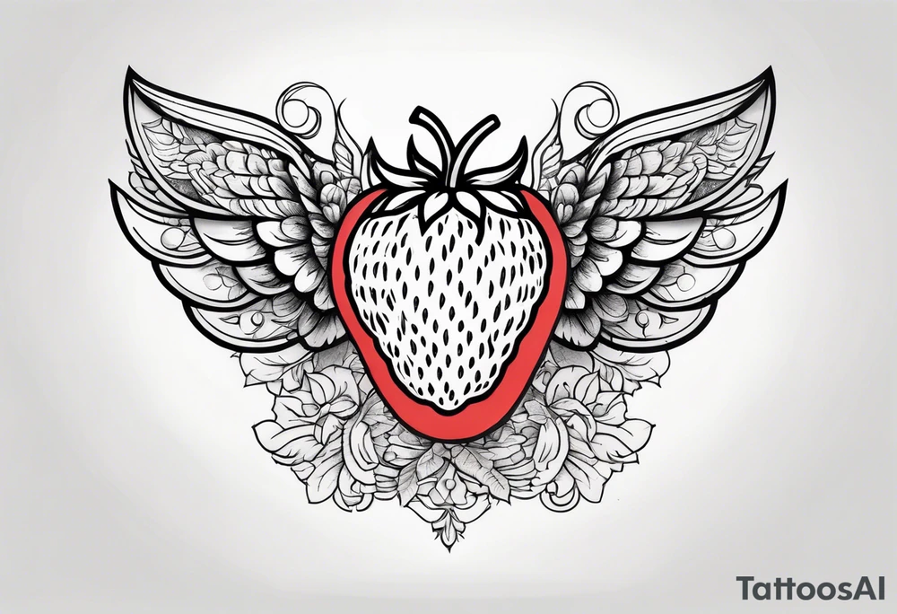 Strawberry with wings tattoo idea