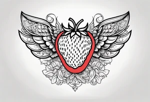 Strawberry with wings tattoo idea