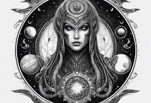 Alien, moon phases, 666 tattoo idea