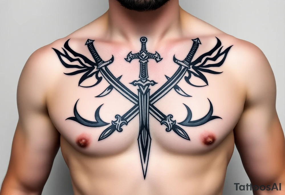 Armoury with sheild sword spears and axe tattoo idea