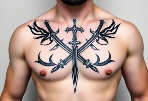 Armoury with sheild sword spears and axe tattoo idea