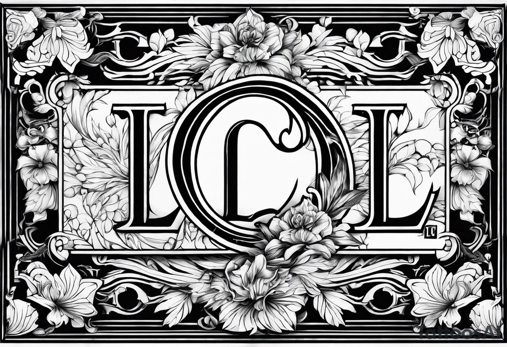 small fine line art with the letters L and C without brackground. focus is on the letters tattoo idea
