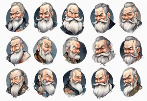 a large Bavarian man with a grey beard, winking tattoo idea