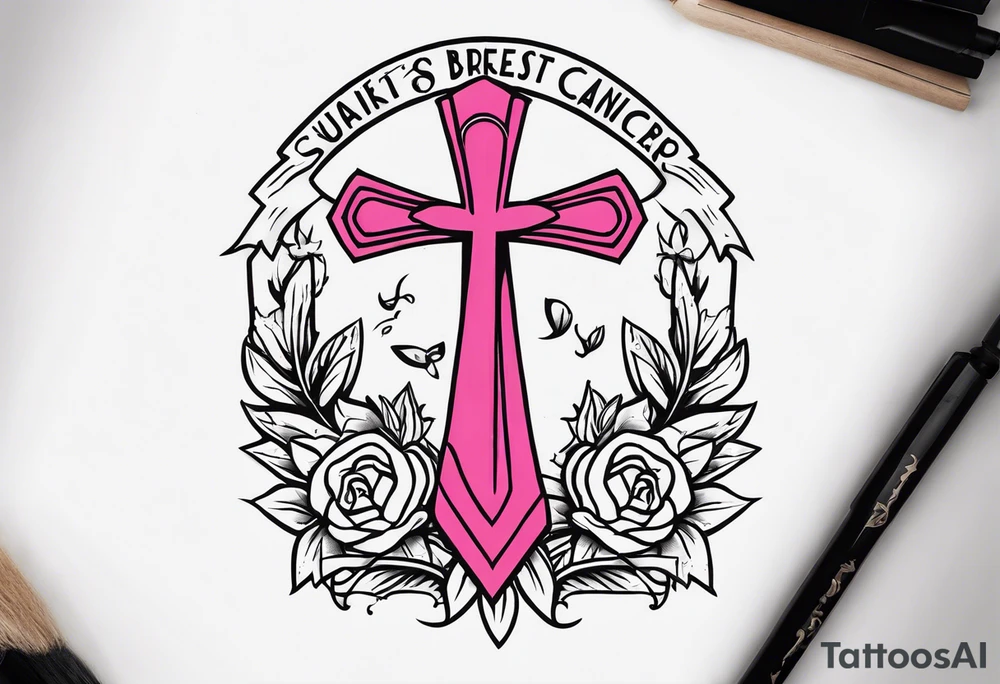 breast cancer ribbon survivor old west tattoo idea