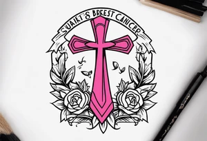 breast cancer ribbon survivor old west tattoo idea