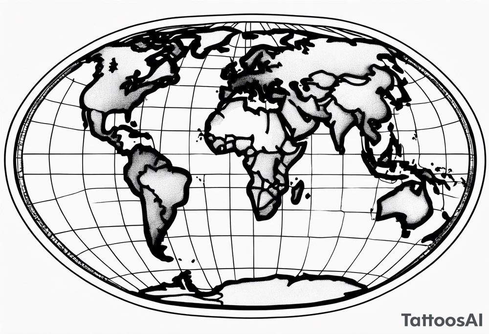 the earth with a flat map design without borders tattoo idea the earth with a flat map design without borders tattoo idea