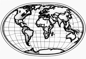 the earth with a flat map design without borders tattoo idea