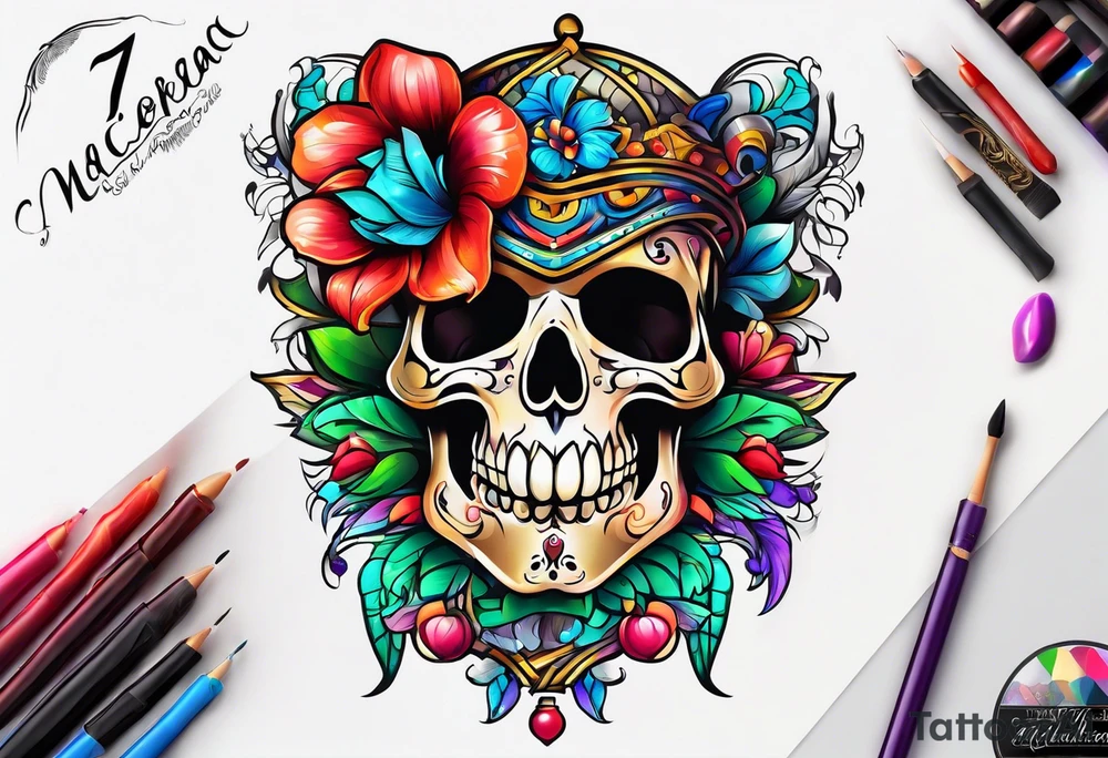Colorfull macaras tattoo idea