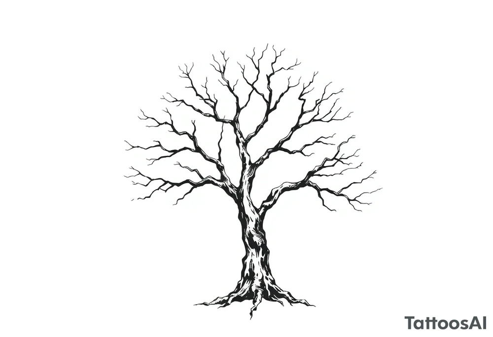minimalist tree tattoo with 6 branches tattoo idea