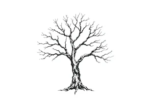 minimalist tree tattoo with 6 branches tattoo idea