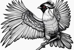 Turaco bird with wingspan from above tattoo idea
