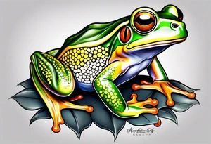 Sunflower tree frog tattoo idea