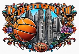 detroit city , basketball with 23 and virgo symbol tattoo idea