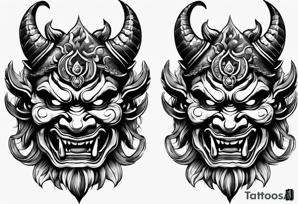 Evil oni mask tattoo idea