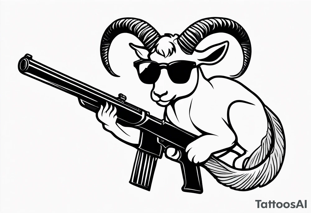 capricorn with sunglasses and a shotgun tattoo idea