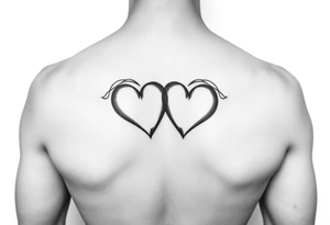 infinity symbol intertwined with two hearts tattoo idea