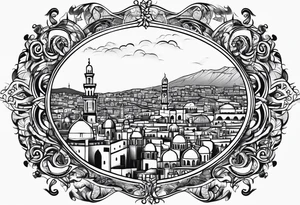 israel city vector 
swirl  vignette tattoo idea