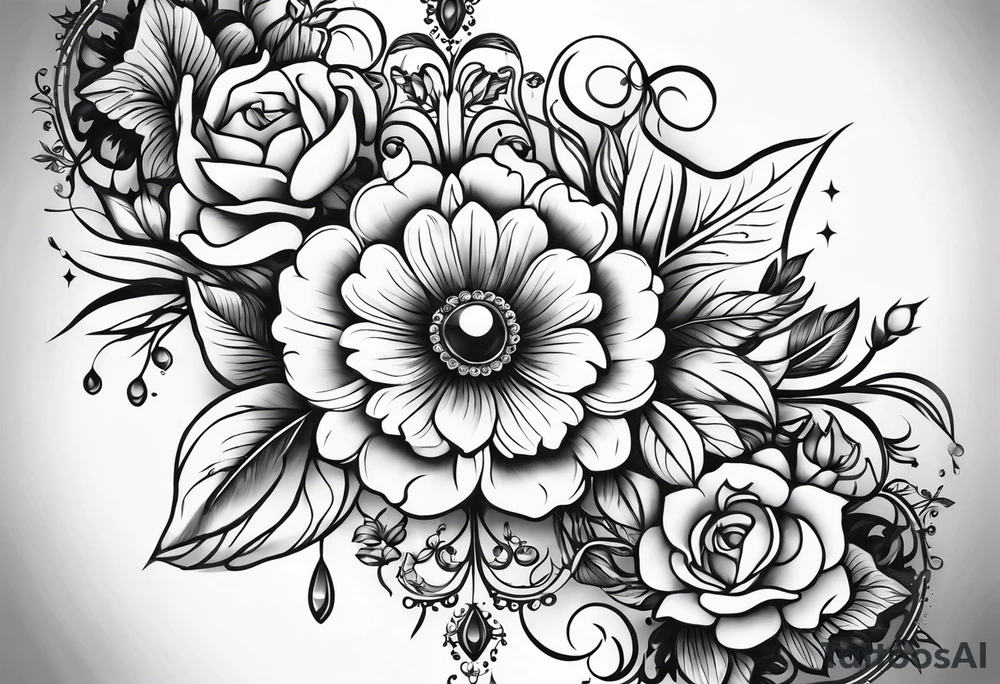 Celestial floral chandelier tattoo idea