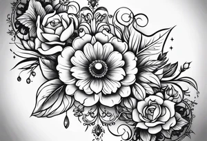 Celestial floral chandelier tattoo idea