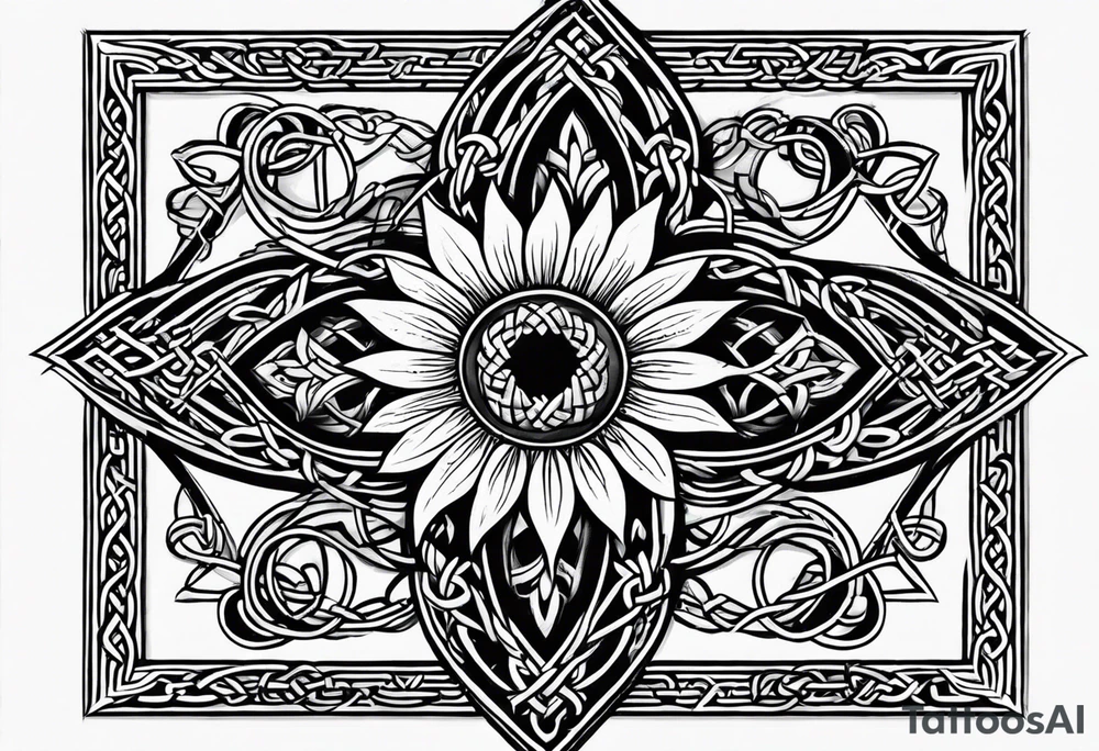Sunflower Celtic knot seven tattoo idea
