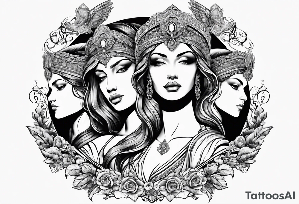 3 angels with halos tattoo idea