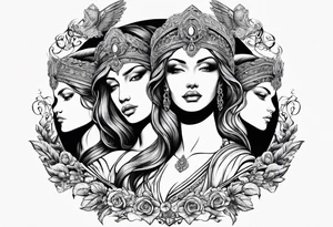 3 angels with halos tattoo idea