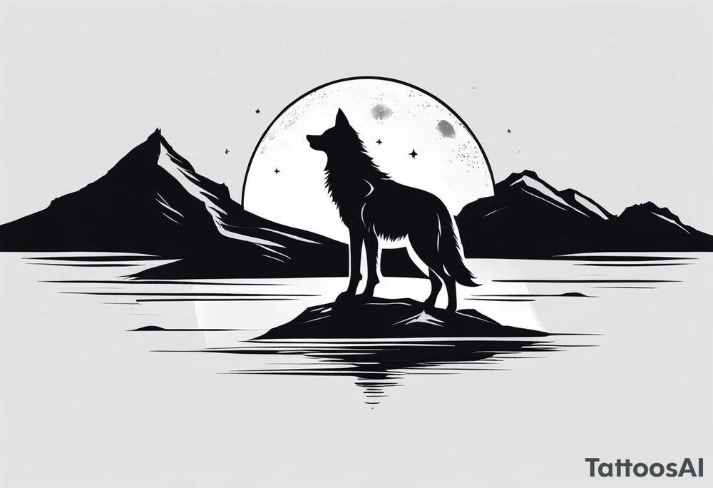 Wolf and moon silhouette tattoo idea