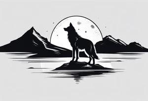 Wolf and moon silhouette tattoo idea