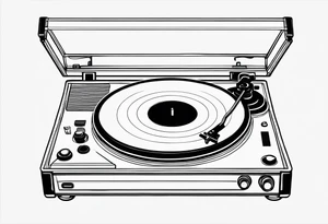 A recordplayer fineline minimalistic in one line 2D outline tattoo idea