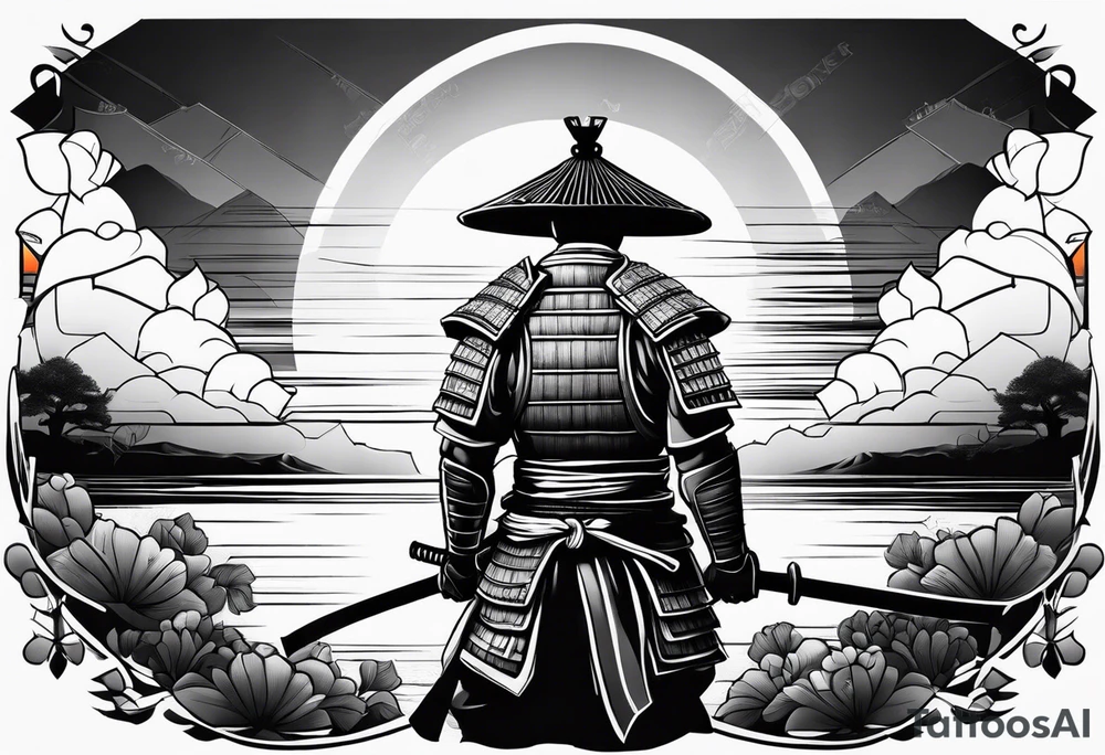 Samurai with sunset tattoo idea