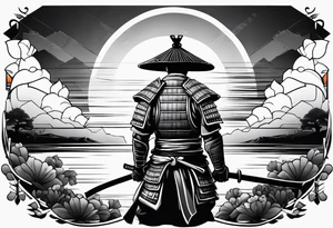 Samurai with sunset tattoo idea