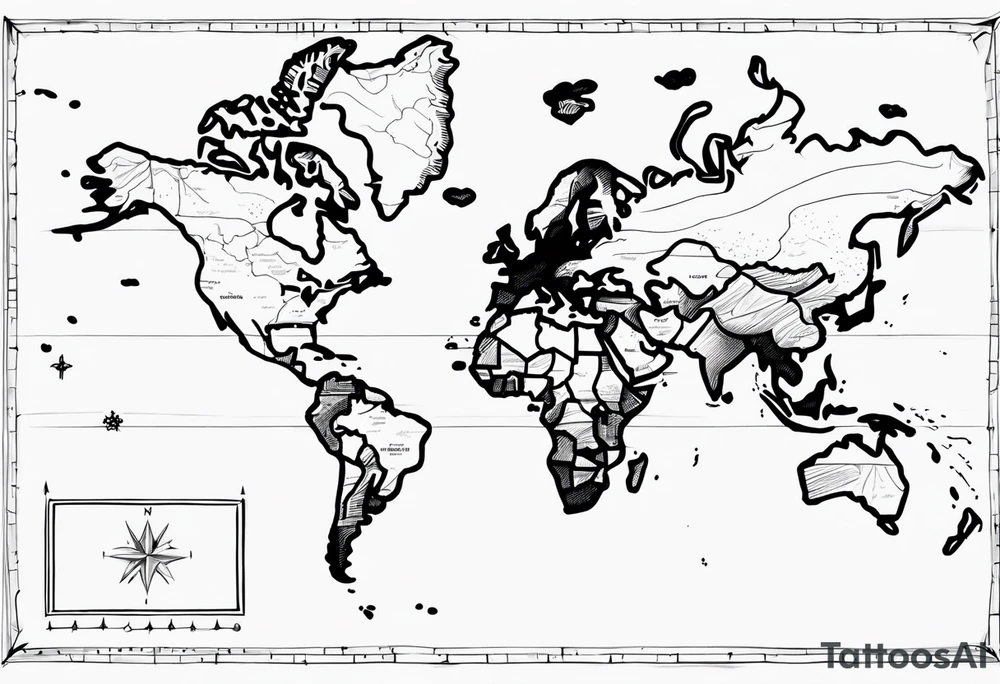 Cartographic Map Treasure tattoo idea