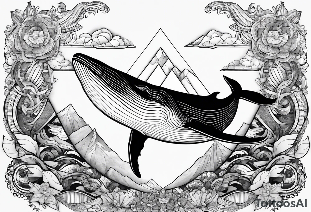 Whale in the 3 6 9 triangle tattoo idea