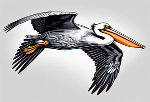 pelican flying super fast tattoo idea