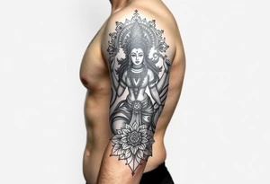 Durga goddess full body 
Surrounded by lotus chakra and mandala tattoo idea