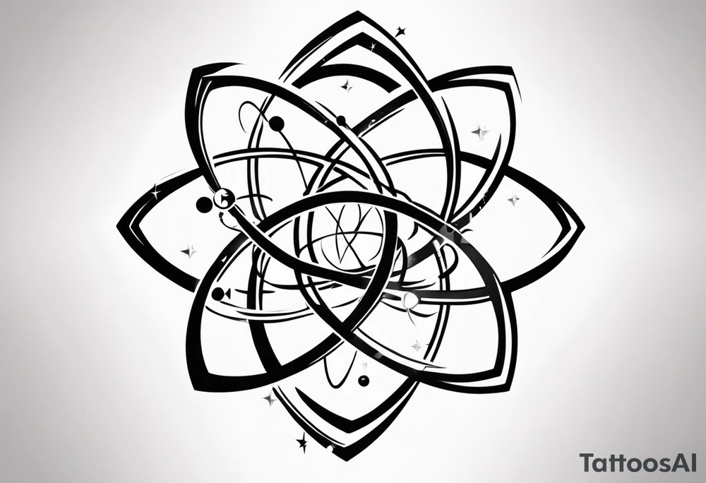 atom with quantum wave of electrons tattoo idea