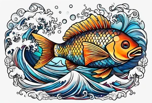 sea, night, flower, fish, republic dominicana tattoo idea