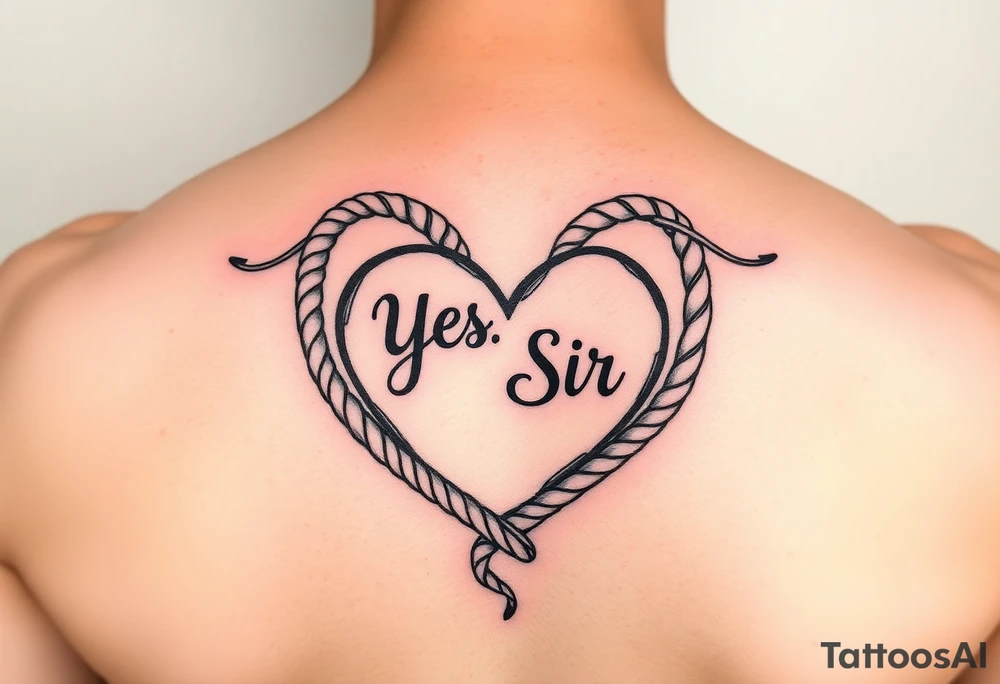 Small Yes, Sir in rope heart tattoo idea